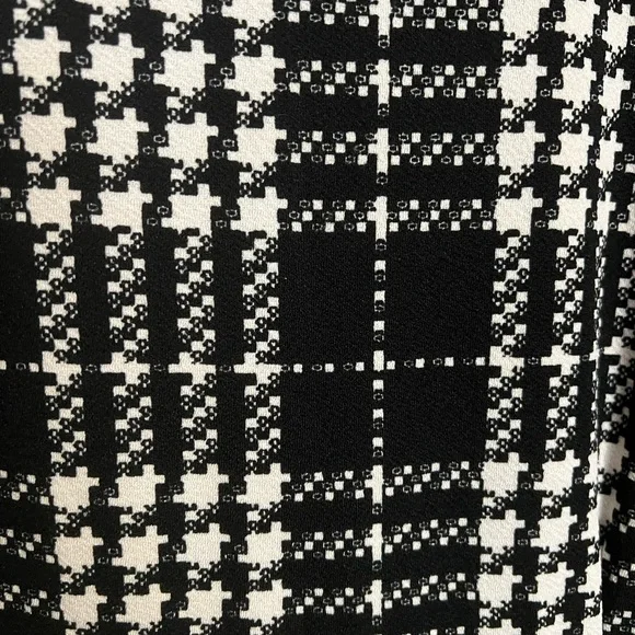 NAIVE SHINE Classic Tweed Printed Bodycon Dress with Ruffle Black White Wms XL - Picture 2 of 4